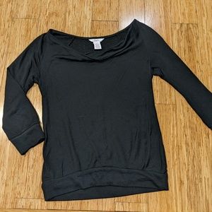 Candie's LS Black Sheer Knit Boatneck Sweater Women's Size S VGUC